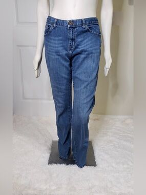 Calvin Klein Women’s Jeans Size 14 Distressed Patch Back Pocket Denim Boot Cut
